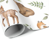 Papier Cadeau Whimsical Woodland Forest Animaux Motif de verdure (Coin rond)