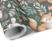 Papier Cadeau Whimsical Woodland Friends (Coin rond)
