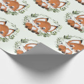 Papier Cadeau Whimsical Woodland Green Baby Fox (Coin)