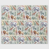 Papier Cadeau Whimsical wrapping paper featuring elephants, lion (Plat)