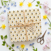 Papier Cadeau Whimsical Yellow Beehive and Bumblebee Pattern