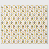 Papier Cadeau Whimsical Yellow Beehive and Bumblebee Pattern (Plat)