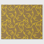 Papier Cadeau Whimsical Yellow Rope Patterns on Brown Back (Plat)