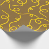 Papier Cadeau Whimsical Yellow Rope Patterns on Brown Back (Coin)