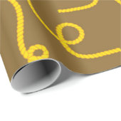 Papier Cadeau Whimsical Yellow Rope Patterns on Brown Back (Coin rond)