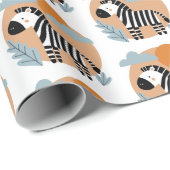 Papier Cadeau Whimsical Zebra Scandinave Influencée (Coin rond)
