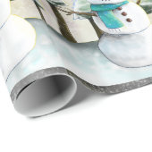 Papier Cadeau Whimsman en hiver Motif de Noël (Coin rond)