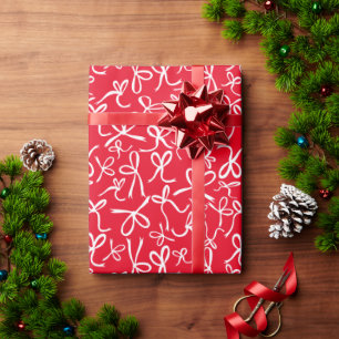 Papier Cadeau Whimssical mignon Rouge Blanc Bows Motif Noël