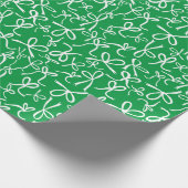 Papier Cadeau Whimssical mignon vert Bows Motif Noël (Coin)