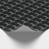 Papier Cadeau Whippet Chien Silhouette Y&B cadeau noir (Coin)