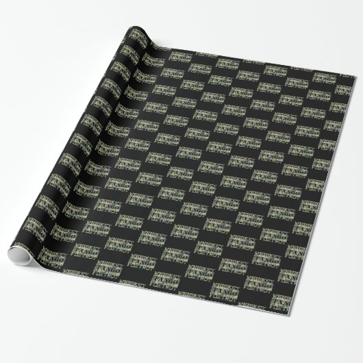 Papier Cadeau Whiskey Tango Foxtrot WTF Camouflage vert (Déroulé)