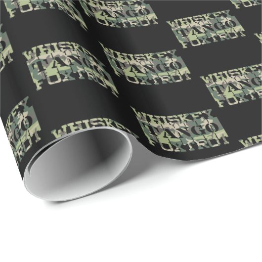 Papier Cadeau Whiskey Tango Foxtrot WTF Camouflage vert (Coin rond)