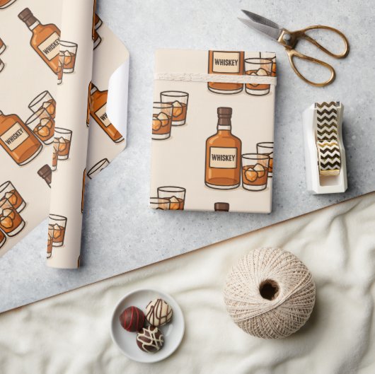 Papier Cadeau Whisky Et Verres (Artisanat)