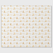 Papier Cadeau White and Gold Christmas Reindeers (Plat)