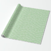 Papier Cadeau White and Mint Green Simple Bows Pattern (Déroulé)