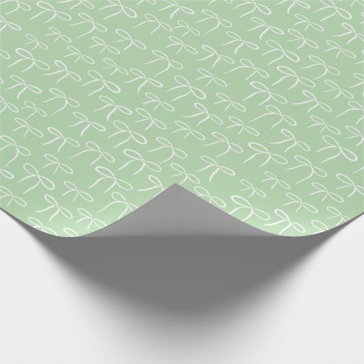 Papier Cadeau White and Mint Green Simple Bows Pattern (Coin)