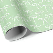 Papier Cadeau White and Mint Green Simple Bows Pattern (Coin rond)