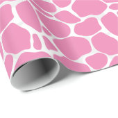 Papier Cadeau White and Pink Abstract Leopard (Coin rond)