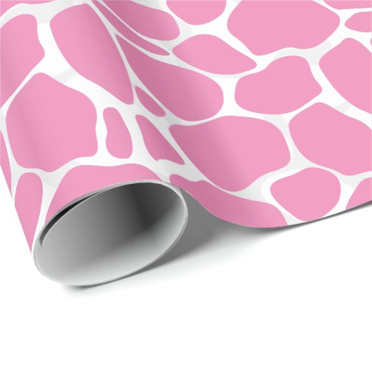 Papier Cadeau White and Pink Abstract Leopard (Coin rond)