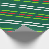 Papier Cadeau White and Red Stripes on Dark Green Christmas (Coin)