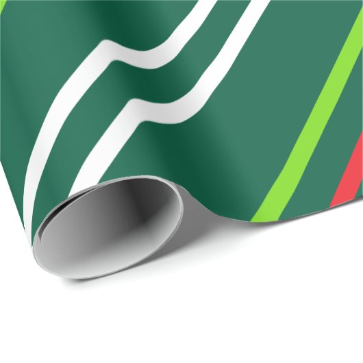 Papier Cadeau White and Red Stripes on Dark Green Christmas (Coin rond)