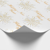 Papier Cadeau White Brown Illustrative Typographic New Year Wrap (Coin)