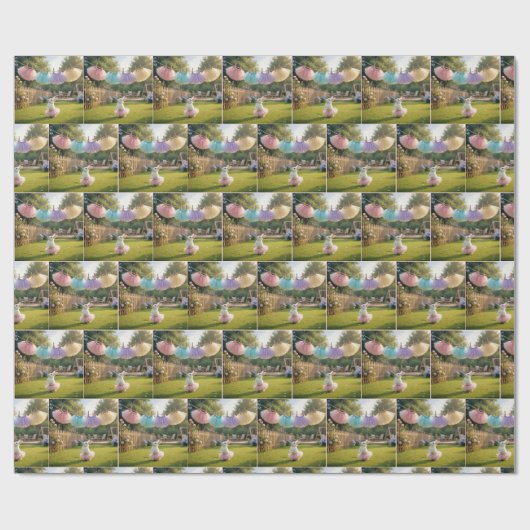 Papier Cadeau White Bunny Wearing a Pink Tutu (Plat)