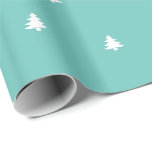 Papier Cadeau White Christmas Tree Iconic Motif Festin Turquoise<br><div class="desc">Un motif emblématique de Noël turquoise et blanc, simple et minimaliste, créé à l'aide d'une silhouette d'icône blanche. L'arborescence est répétée en lignes décalées pour une impression tout-en-haut transparente. Ce motif est une idée amusante pour l'emballage cadeau, l'artisanat de vacances ou la décoration de votre maison pour la fête de...</div>