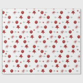 Papier Cadeau White Christmas Wrapping Paper with Red and Silver (Plat)