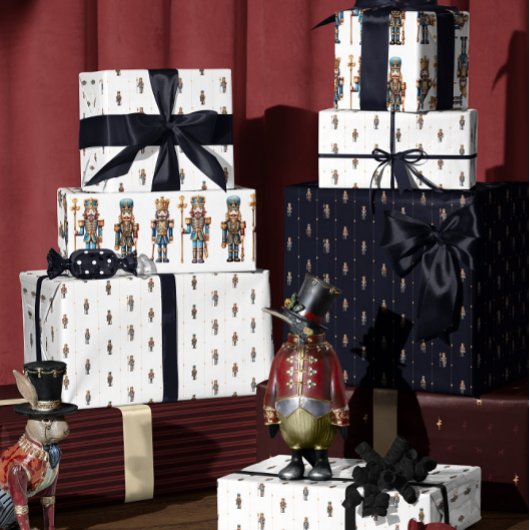 Papier Cadeau White classic nutcracker wrapping paper