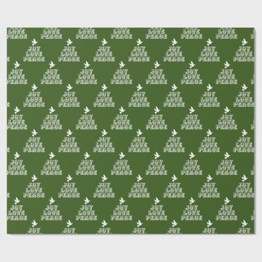 Papier Cadeau White colombe vert foncé joie amour paix Noël (Plat)