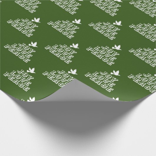 Papier Cadeau White colombe vert foncé joie amour paix Noël (Coin)