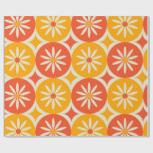 Papier Cadeau White Daises and stars on Orange Yellow circles  (Plat)