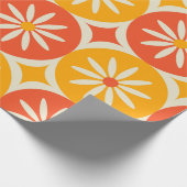 Papier Cadeau White Daises and stars on Orange Yellow circles  (Coin)