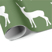 Papier Cadeau White Doe a Deer on Green Wrapper Paper (Coin rond)