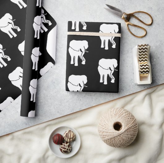 Papier Cadeau White Elephant Cadeau Échange Jeu de Noël Noir (Artisanat)