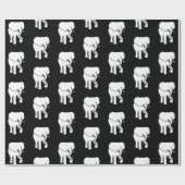 Papier Cadeau White Elephant Cadeau Échange Jeu de Noël Noir (Plat)