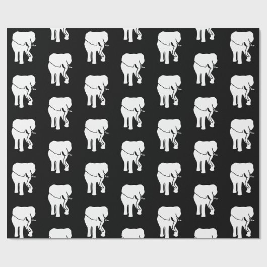 Papier Cadeau White Elephant Cadeau Échange Jeu de Noël Noir (Plat)