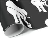 Papier Cadeau White Elephant Cadeau Échange Jeu de Noël Noir (Coin rond)