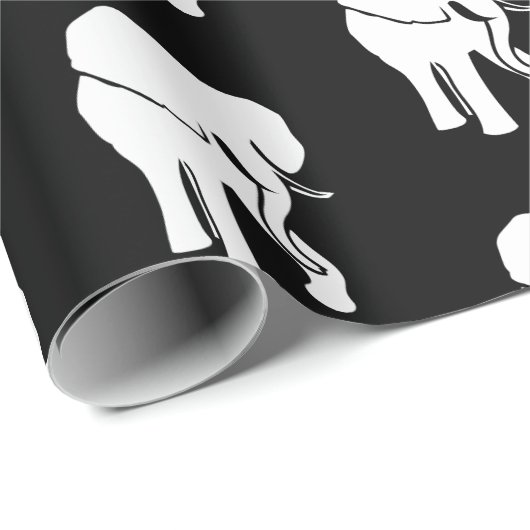 Papier Cadeau White Elephant Cadeau Échange Jeu de Noël Noir (Coin rond)