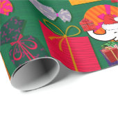 Papier Cadeau White Elephant Noël présente l'Arrière - plan vert (Coin rond)