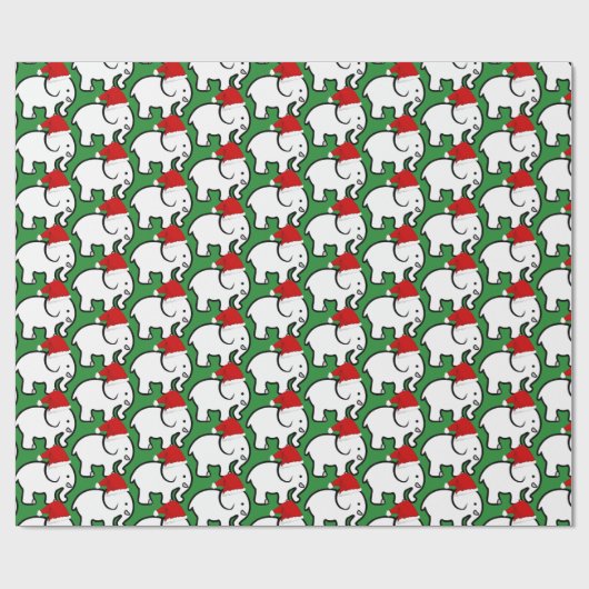 Papier Cadeau White Elephant Santa Hat Wrapping Paper Roll (Plat)
