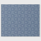 Papier Cadeau White Florals On Dusty Blue Wedding Wrapping Paper (Plat)