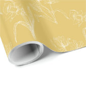 Papier Cadeau White Florals On Gold Wedding Wrapping Paper (Coin rond)