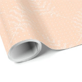Papier Cadeau White Florals On Peach  Wedding Wrapping Paper (Coin rond)