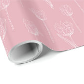 Papier Cadeau White Florals On Pink Wedding Wrapping Paper (Coin rond)