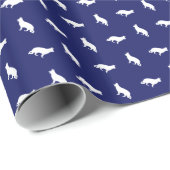 Papier Cadeau White German Shepherd présente la marine (Coin rond)