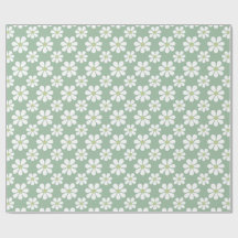 White Green Daisy Pattern 