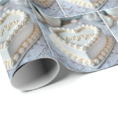 Papier Cadeau White Heart Cake For Engagement (Coin rond)