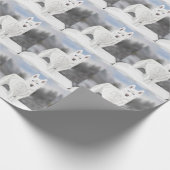 Papier Cadeau White Husky contre un Arrière - plan d'hiver  (Coin)